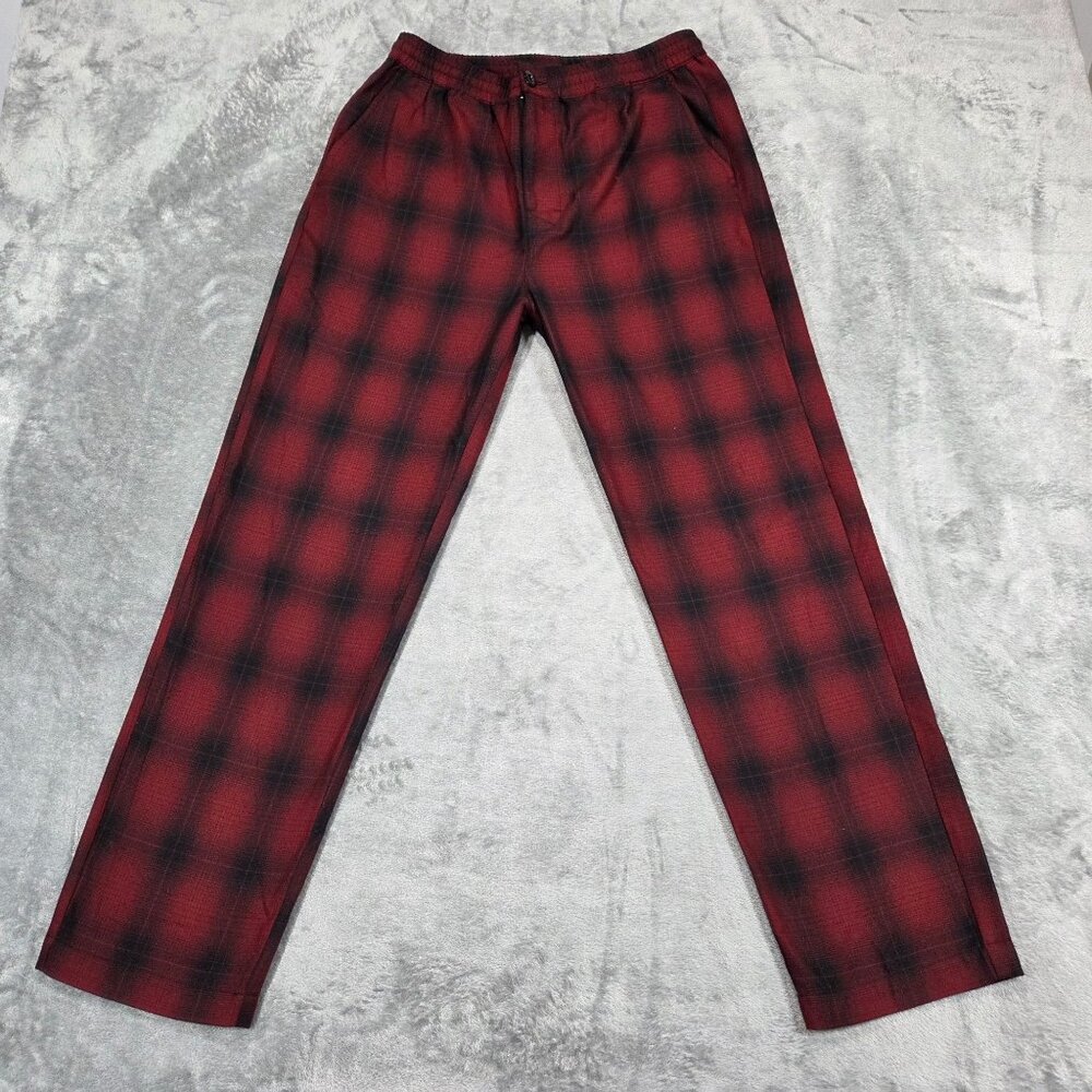 Stussy Pants Mens Small Red Black Shadow Bryan Plaid Wool Blend Skater Surf